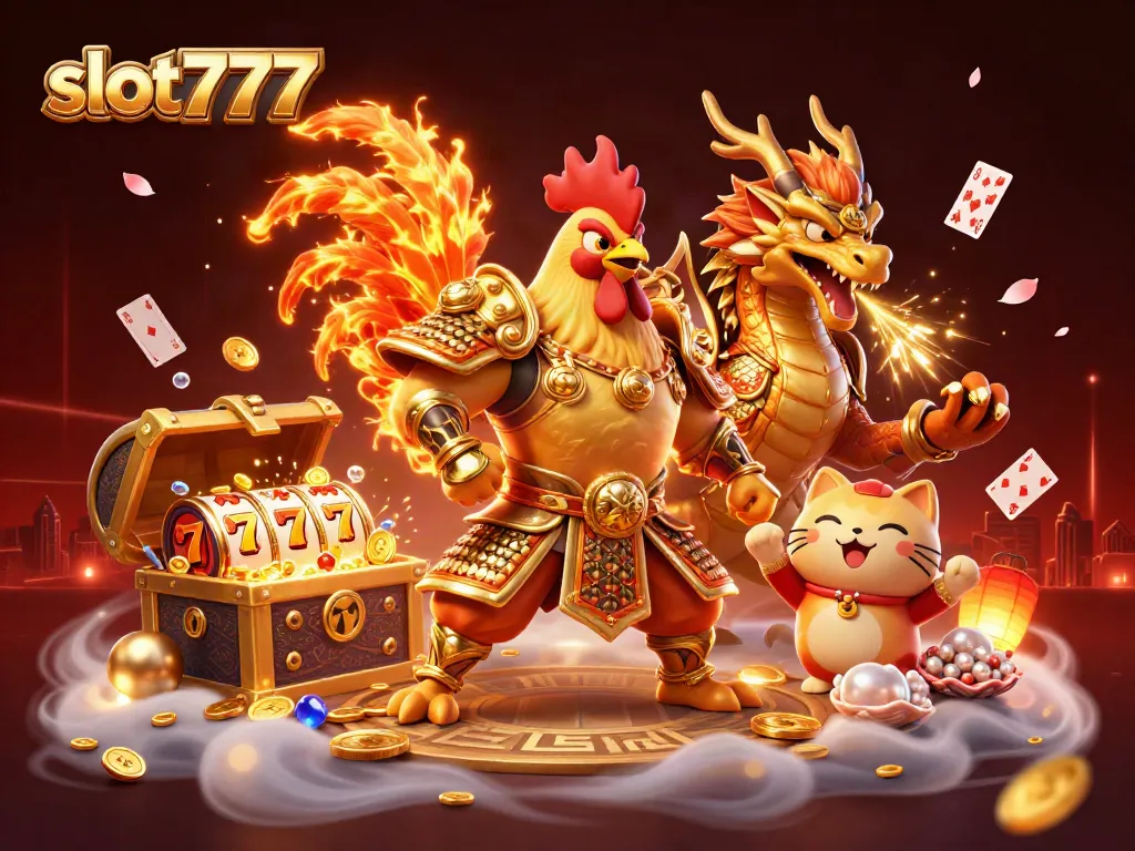 Engage with slot777 in a vibrant casino scene showcasing thrilling gameplay elements and dynamic characters.